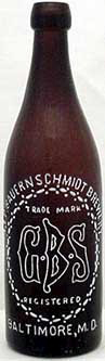 THE GEORGE BAUERNSCHMIDT BREWING COMPANY EMBOSSED BEER BOTTLE