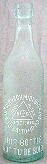 THE GEORGE BAUERNSCHMIDT BREWING COMPANY EMBOSSED BEER BOTTLE