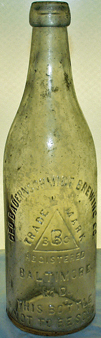 THE GEORGE BAUERNSCHMIDT BREWING COMPANY EMBOSSED BEER BOTTLE