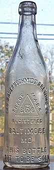 THE GEORGE BAUERNSCHMIDT BREWING COMPANY EMBOSSED BEER BOTTLE