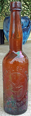 CRYSTAL BREWAGE EMBOSSED BEER BOTTLE