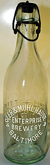 ADLER & MUHLHAUSER ENTERPRISE BREWERY EMBOSSED BEER BOTTLE