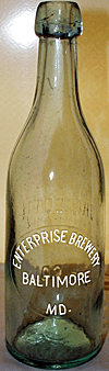 ENTERPRISE BREWERY EMBOSSED BEER BOTTLE