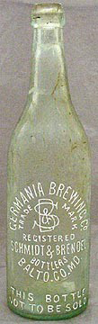 GERMANIA BREWING COMPANY EMBOSSED BEER BOTTLE