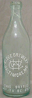 THE GLOBE BREWERY EMBOSSED BEER BOTTLE