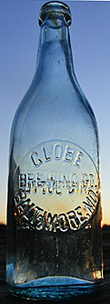 THE GLOBE BREWERY EMBOSSED BEER BOTTLE