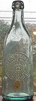 THE GLOBE BREWERY EMBOSSED BEER BOTTLE