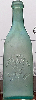 THE GLOBE BREWERY EMBOSSED BEER BOTTLE