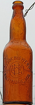 THE GLOBE BREWERY EMBOSSED BEER BOTTLE