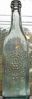 THE GLOBE BREWERY EMBOSSED BEER BOTTLE