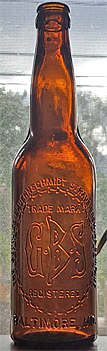 THE GOTTLIEB BAUERNSCHMIDT STRAUS BREWING COMPANY EMBOSSED BEER BOTTLE