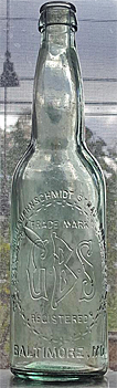 THE GOTTLIEB BAUERNSCHMIDT STRAUS BREWING COMPANY EMBOSSED BEER BOTTLE