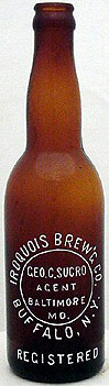 IROQUOIS BREWING COMPANY EMBOSSED BEER BOTTLE