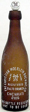 THE CHRISTIAN MOERLEIN BREWING COMPANY EMBOSSED BEER BOTTLE