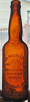 THE CHRISTIAN MOERLEIN BREWING COMPANY EMBOSSED BEER BOTTLE