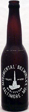 MONUMENTAL BREWING COMPANY EMBOSSED BEER BOTTLE