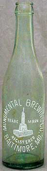 MONUMENTAL BREWING COMPANY EMBOSSED BEER BOTTLE