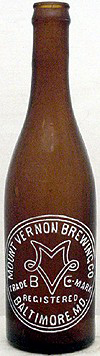 MOUNT VERNON BREWING COMPANY EMBOSSED BEER BOTTLE