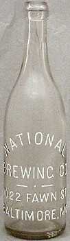 THE NATIONAL BREWING COMPANY EMBOSSED BEER BOTTLE