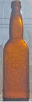 THE NATIONAL BREWING COMPANY EMBOSSED BEER BOTTLE