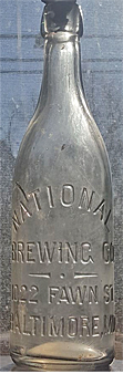 THE NATIONAL BREWING COMPANY EMBOSSED BEER BOTTLE