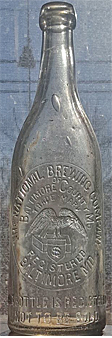 THE NATIONAL BREWING COMPANY EMBOSSED BEER BOTTLE