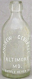 ANDREW GEBHARDT NEW YORK WEISS BEER EMBOSSED BEER BOTTLE