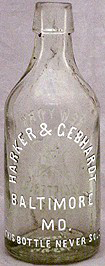 HARKER & GEBHARDT NEW YORK WEISS BEER EMBOSSED BEER BOTTLE