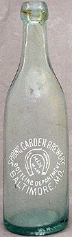 SPRING GARDEN BREWERY BOTTLING DEPARTMENT EMBOSSED BEER BOTTLE