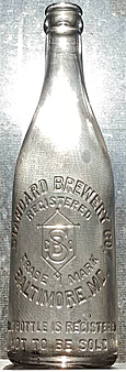 THE STANDARD BREWERY COMPANY EMBOSSED BEER BOTTLE