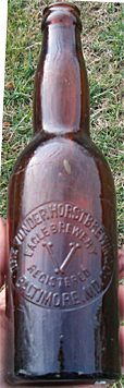 THE VON DER HORST BREWING COMPANY EAGLE BREWERY EMBOSSED BEER BOTTLE