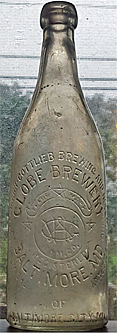 THE WEHR - HOBELMANN - GOTTLIEB BREWING & MALTING COMPANY EMBOSSED BEER BOTTLE