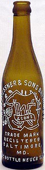 THE J. F. WIESSNER & SONS BREWING COMPANY EMBOSSED BEER BOTTLE