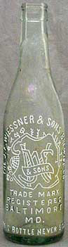 THE J. F. WIESSNER & SONS BREWING COMPANY EMBOSSED BEER BOTTLE