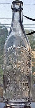 THE J. F. WIESSNER & SONS BREWING COMPANY EMBOSSED BEER BOTTLE