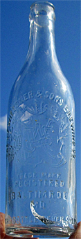 THE J. F. WIESSNER & SONS BREWING COMPANY EMBOSSED BEER BOTTLE