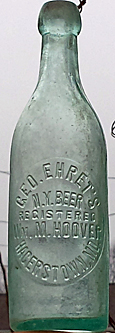 GEORGE EHRET'S N.Y. BEER EMBOSSED BEER BOTTLE