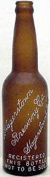 HAGERSTOWN BREWING COMPANY EMBOSSED BEER BOTTLE