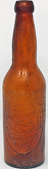 CERVECERIA CUAUHTEMOC EMBOSSED BEER BOTTLE