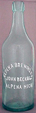 ALPENA BREWING COMPANY EMBOSSED BEER BOTTLE