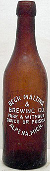 BECK MALTING AND BREWING COMPANY EMBOSSED BEER BOTTLE