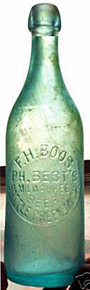 F. H. BOOS PH. BEST MILWAUKEE BEER EMBOSSED BEER BOTTLE