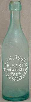 F. H. BOOS PH. BEST MILWAUKEE BEER EMBOSSED BEER BOTTLE