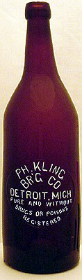 PH. KLING BREWING COMPANY EMBOSSED BEER BOTTLE