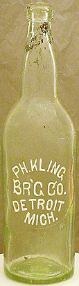 PH. KLING BREWING COMPANY EMBOSSED BEER BOTTLE