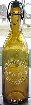 WESTPHALIA BREWING COMPANY EMBOSSED BEER BOTTLE