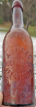 A. HAAS BREWING COMPANY EMBOSSED BEER BOTTLE