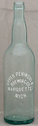 UPPER PENINSULA BREWING COMPANY EMBOSSED BEER BOTTLE