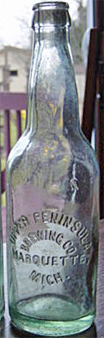 UPPER PENINSULA BREWING COMPANY EMBOSSED BEER BOTTLE