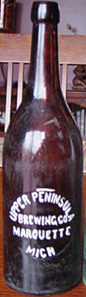 UPPER PENINSULA BREWING COMPANY EMBOSSED BEER BOTTLE